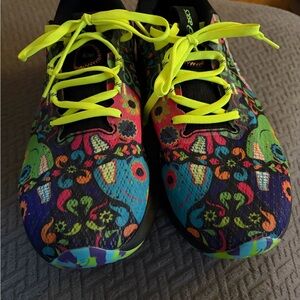 Asics Multicolor Floral Athletic Sneakers with Neon Yellow Laces